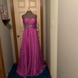 Elegant Purple Strapless Gown with Embellishments